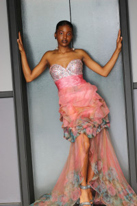 E169 Ophelia Pink Chiffon Flower Dress